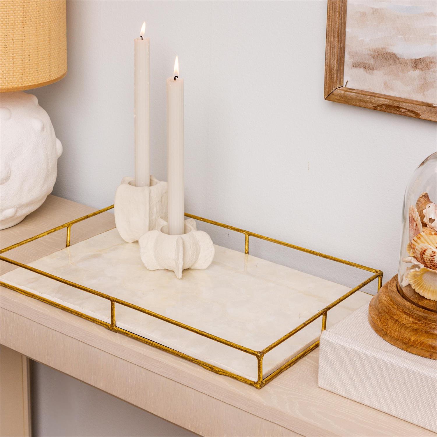 Tray - Capiz Shell With Gold Finish Sides