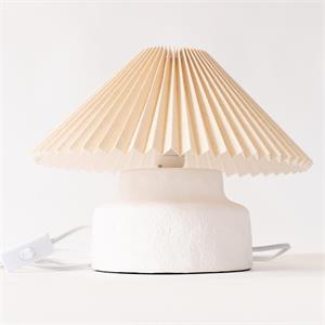 Lamp - Rustic White Base, Pleated Cream Shade
