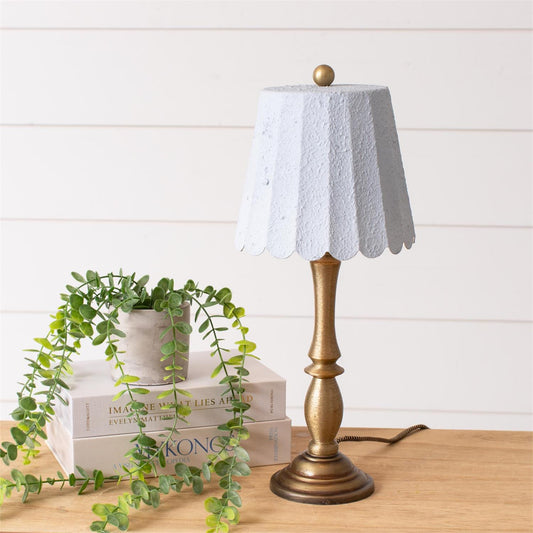 Brass Lamp With Blue Metal Shade