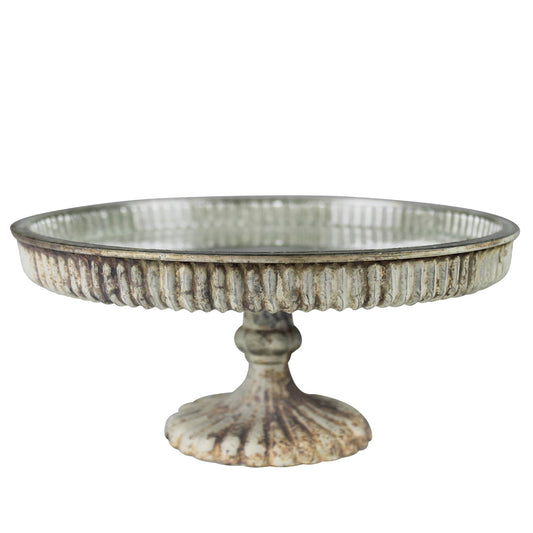 HomArt Nuance Pedestal | Glass Footed Display Pedestal with Antique Finish