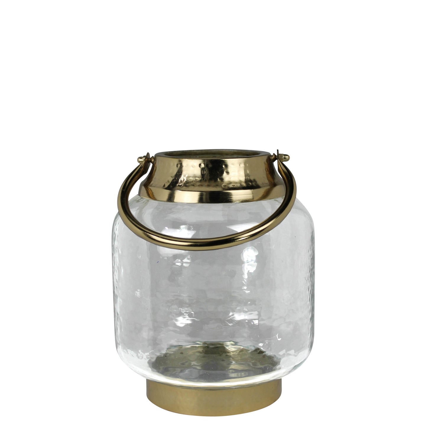 HomArt Lantern with Brass Handle | Modern Glass Lantern with Brass Banding