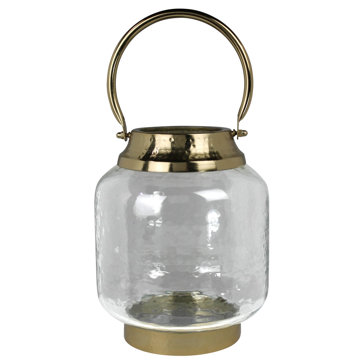 HomArt Lantern with Brass Handle | Modern Glass Lantern with Brass Banding