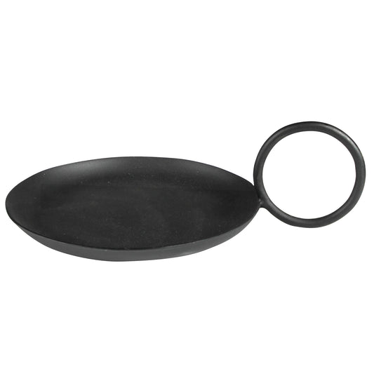 HomArt Candle Trivet with Ring, Iron | Black Iron Pillar Candle Holder
