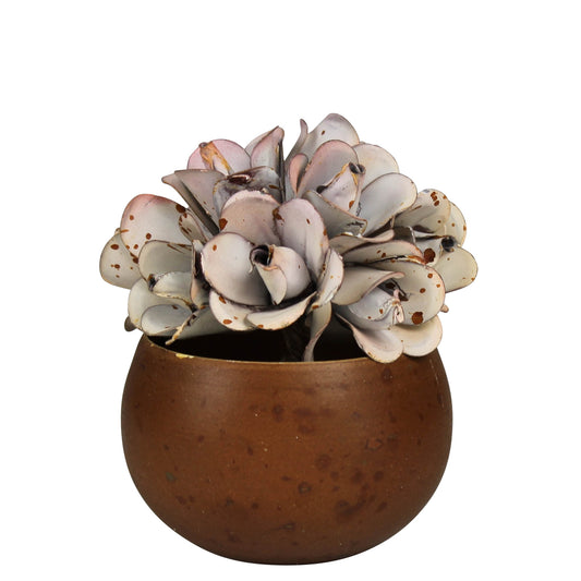 HomArt Pot with Pink Flower | Decorative Ceramic Flower Planter