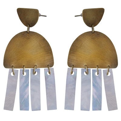 HomArt Rio Arch Earring Brass Mother of Pearl - Modern Statement Jewelry