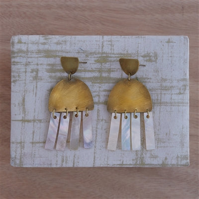 HomArt Rio Arch Earring Brass Mother of Pearl - Modern Statement Jewelry