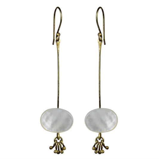 HomArt Mother of Pearl Tassel Earring Oblong - Bohemian Statement Jewelry