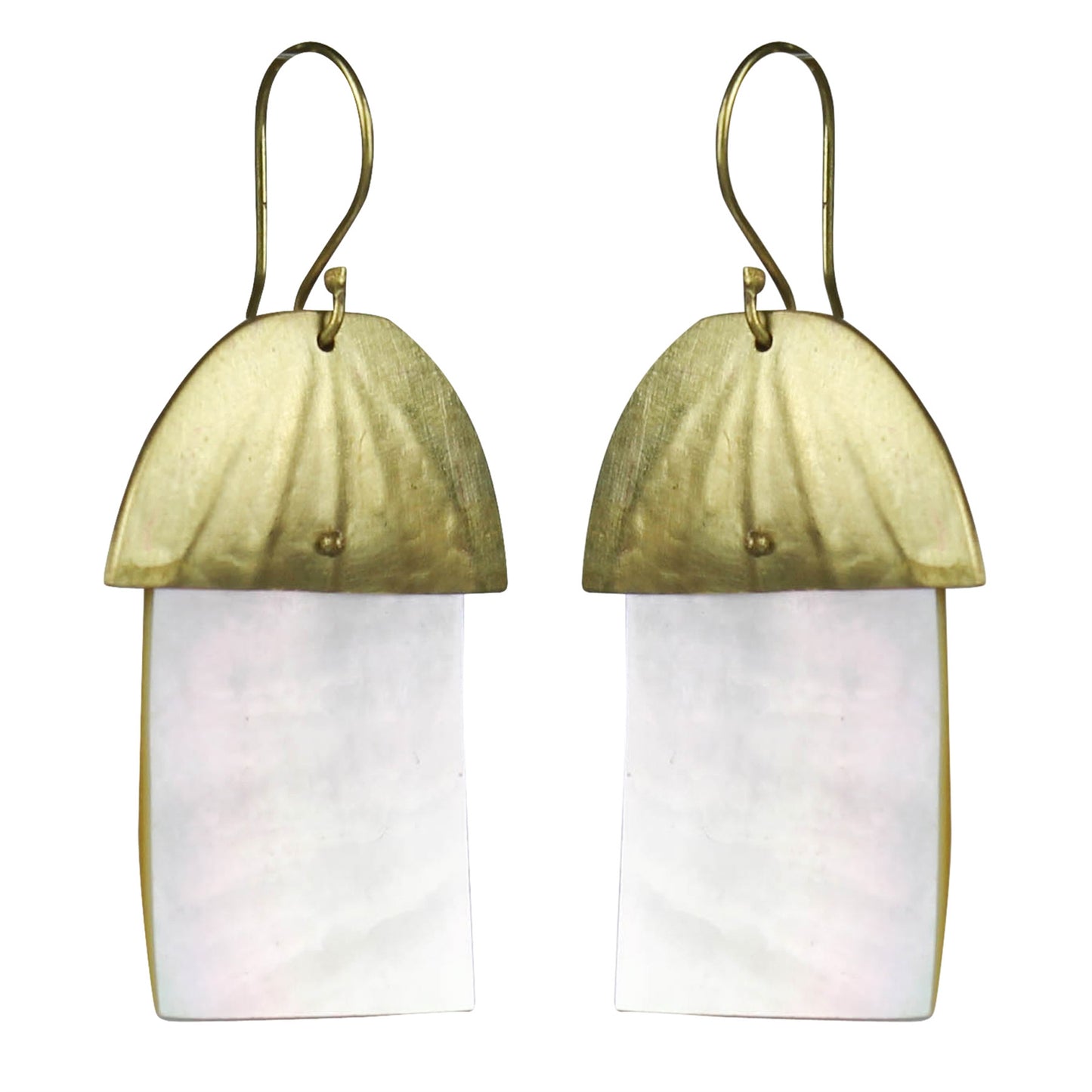 HomArt Brass Cap MOP Rectangle Earring - Modern Statement Jewelry