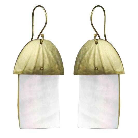 HomArt Brass Cap MOP Rectangle Earring - Modern Statement Jewelry