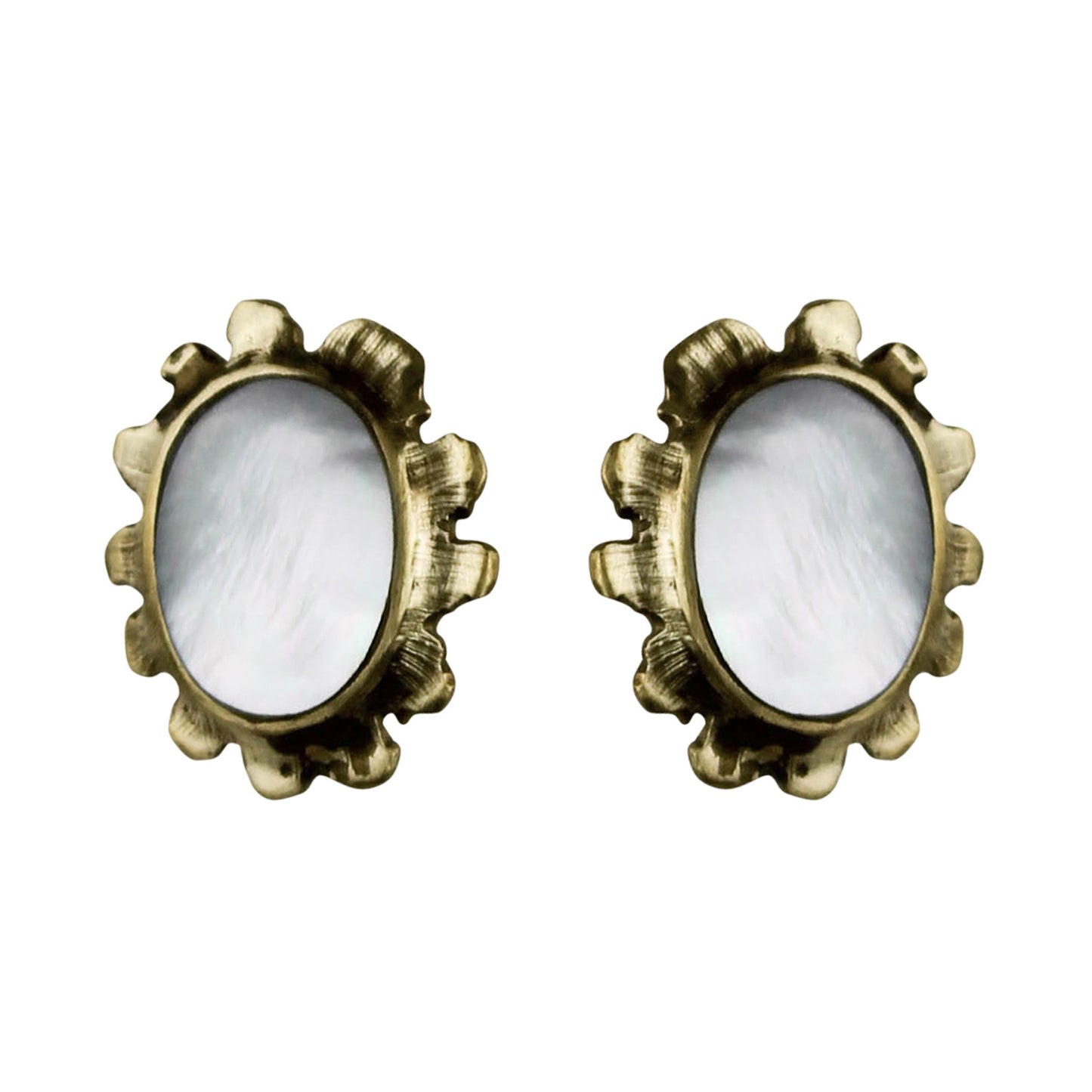 HomArt Brass MOP Cosmo Medallion Earring - Bold Statement Jewelry