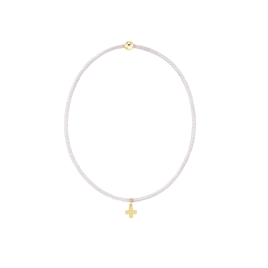 enewton Hope Classic Silky White Gold Beaded Bracelet with Signature Cross Charm