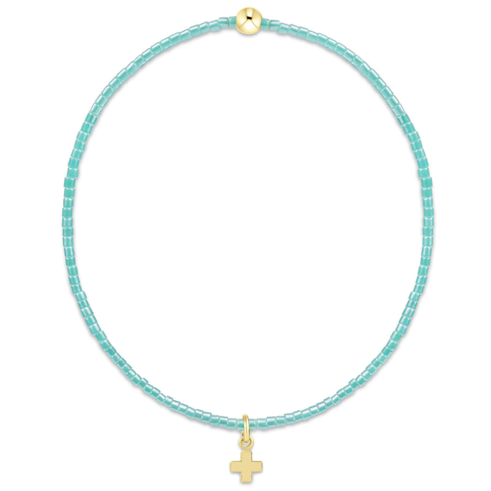 enewton Hope Classic Sea Glass Gold Beaded Bracelet with Signature Cross Charm