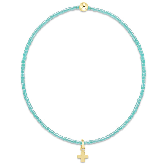 enewton Hope Classic Sea Glass Gold Beaded Bracelet with Signature Cross Charm