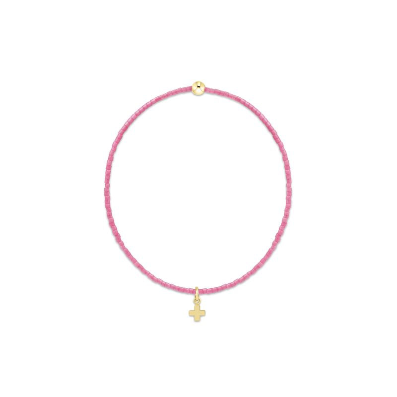 E Newton Hope Classic Bubblegum Signature Cross Small Gold Charm Bracelet
