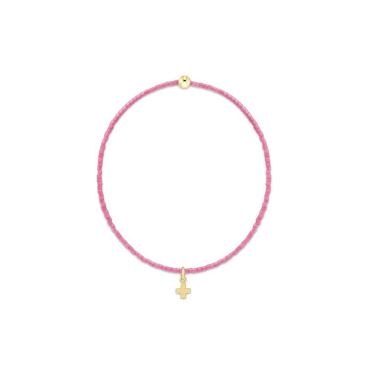 E Newton Hope Classic Bubblegum Signature Cross Small Gold Charm Bracelet
