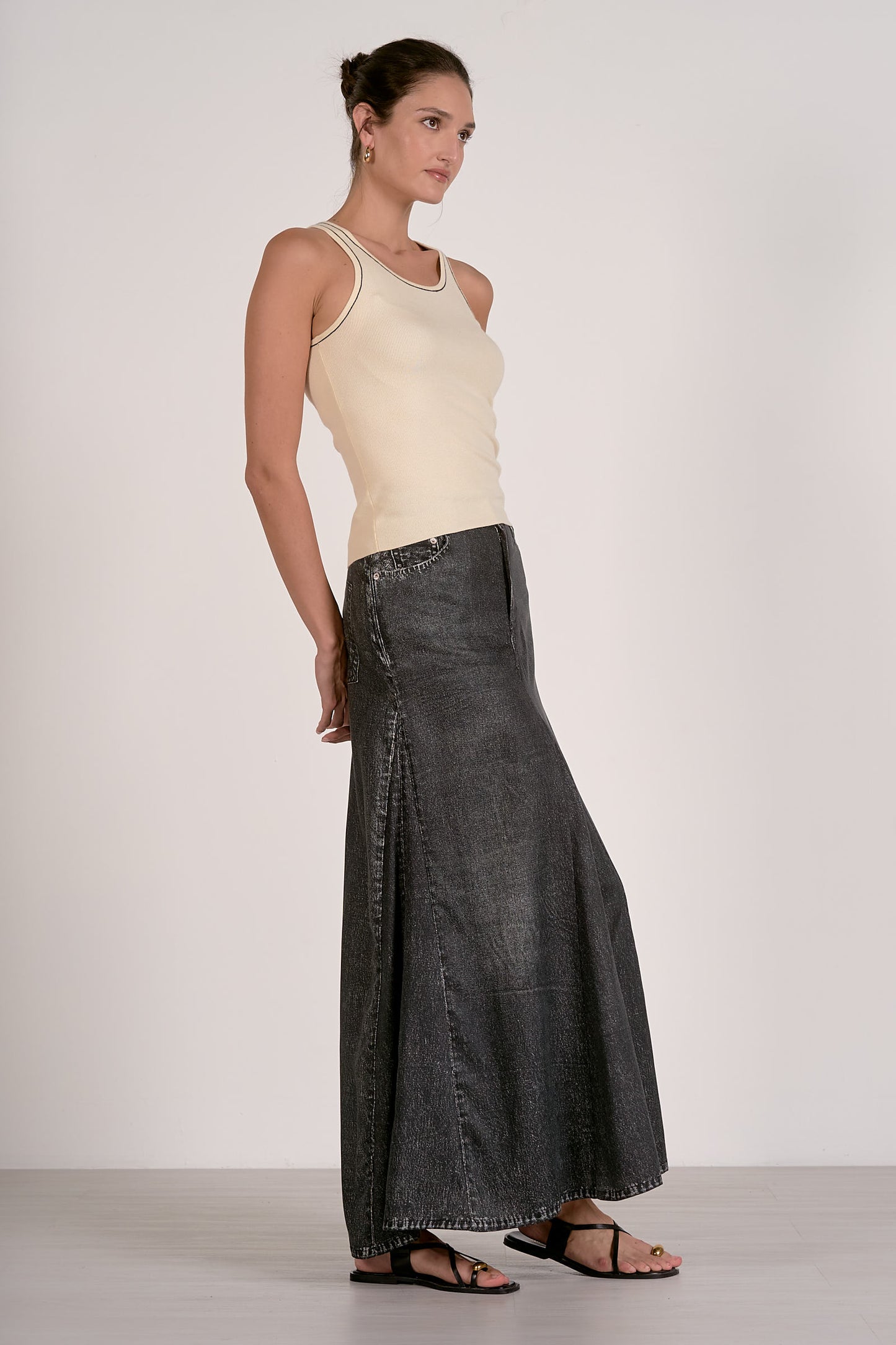 Tank Top- Contrast Stitch & Bow- Elan