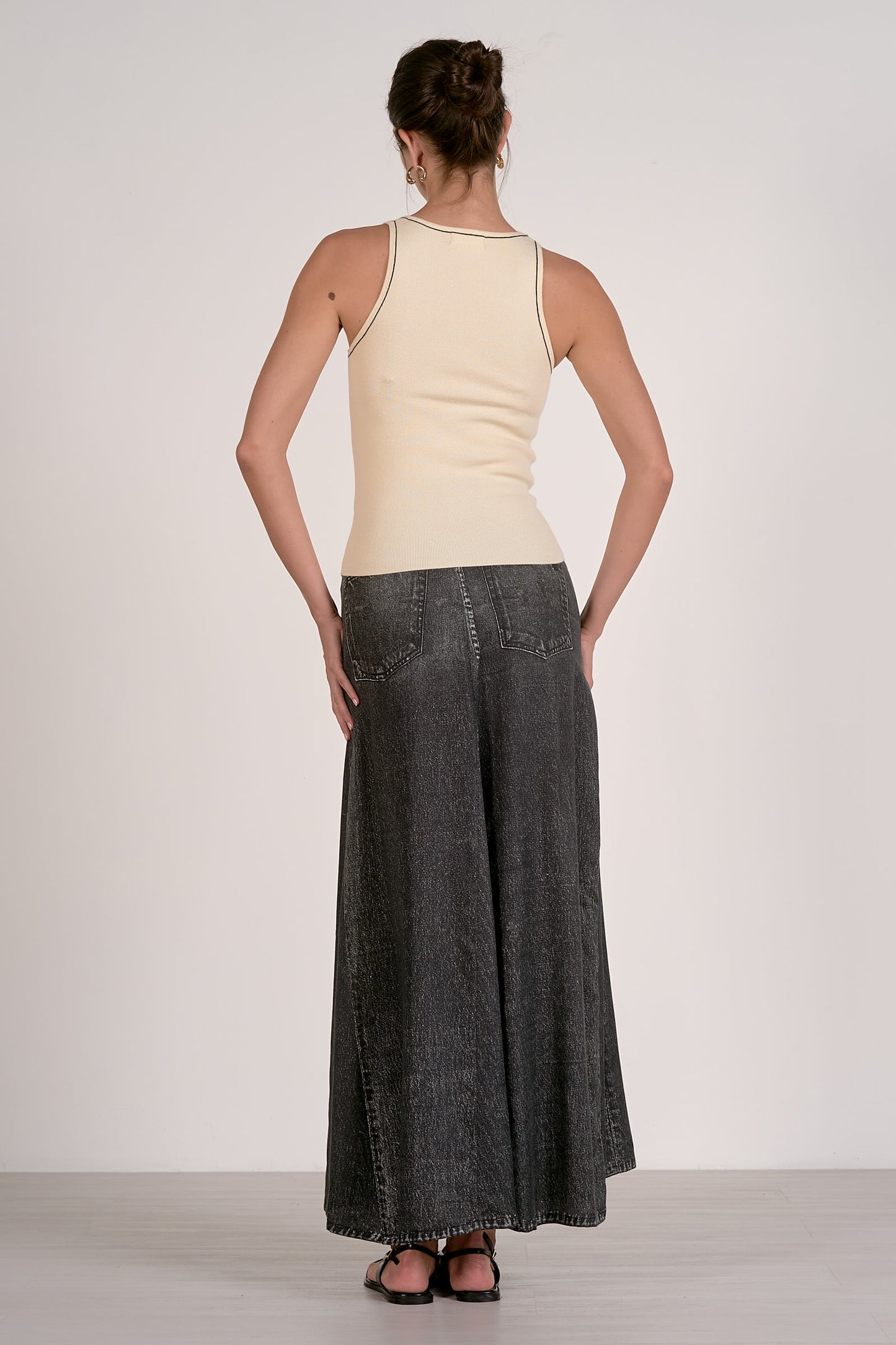 Tank Top- Contrast Stitch & Bow- Elan