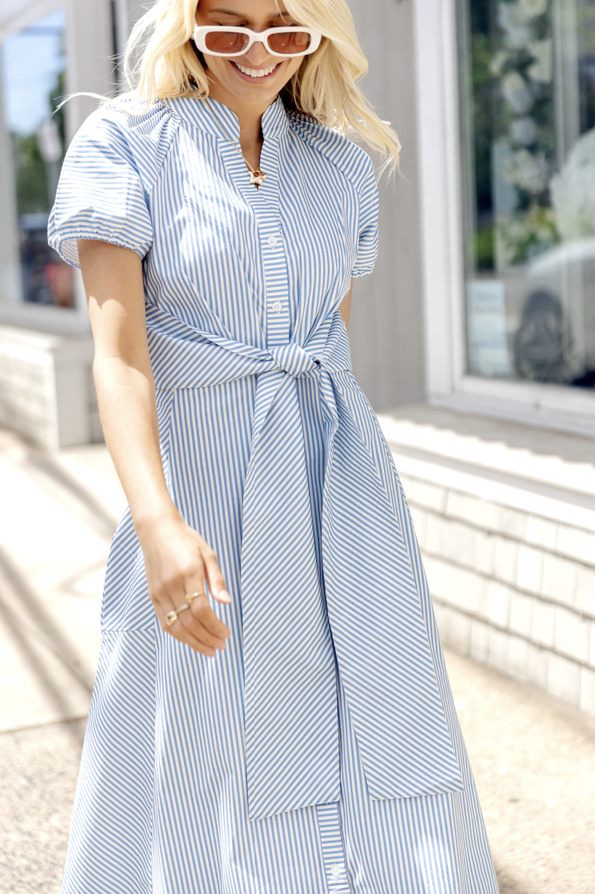 Blue & White Stripe Abby Dress