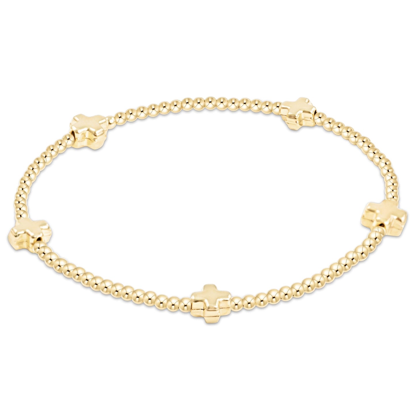 signature cross small 2mm gold bracelet - gold