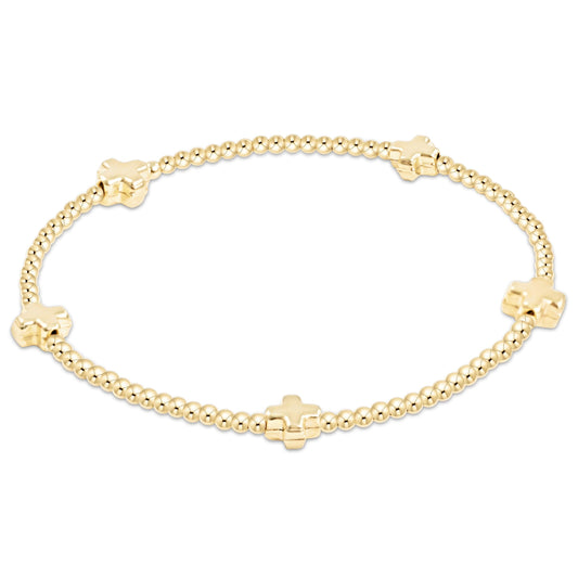 signature cross small 2mm gold bracelet - gold