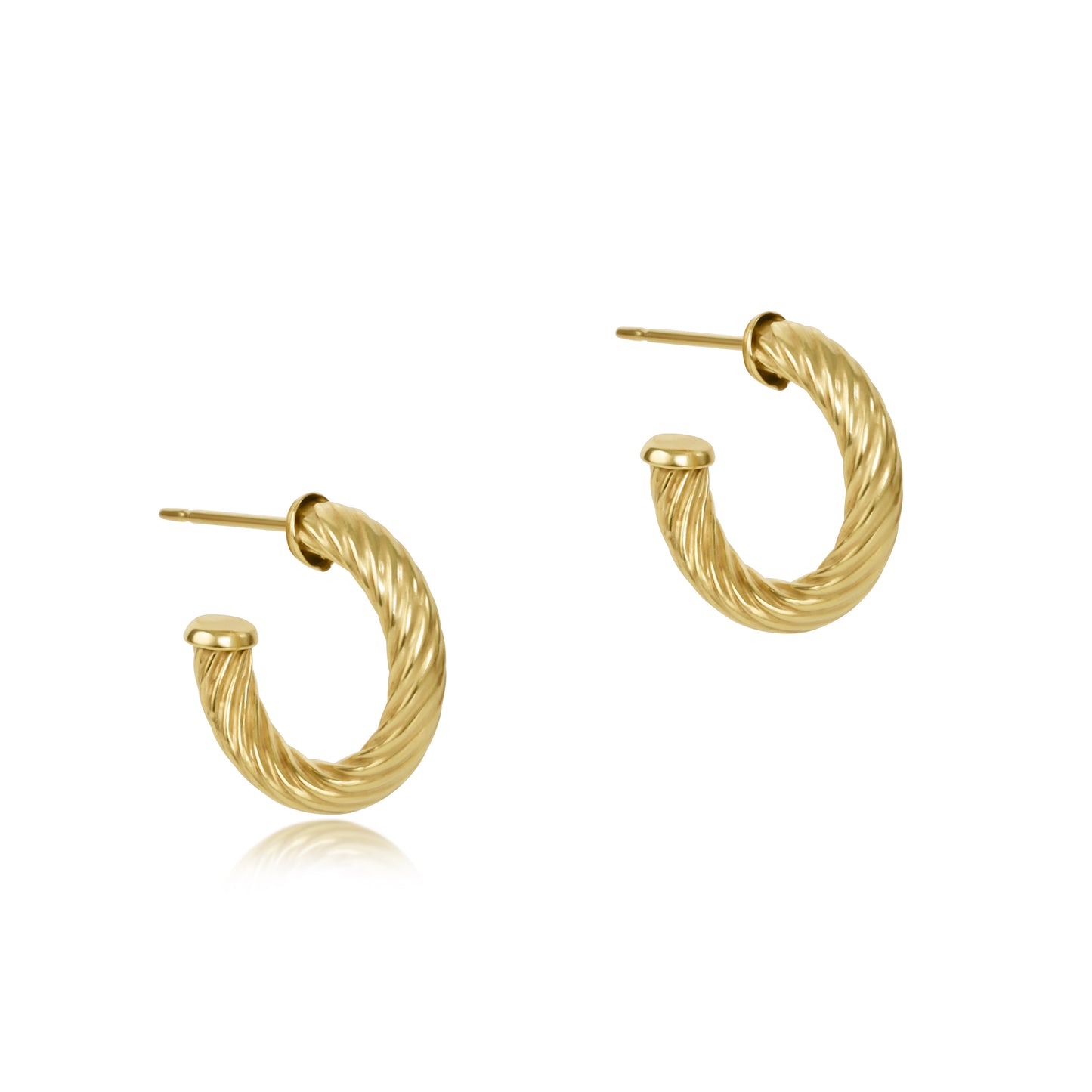 round gold 0.5" post hoop - 4mm - textured twist