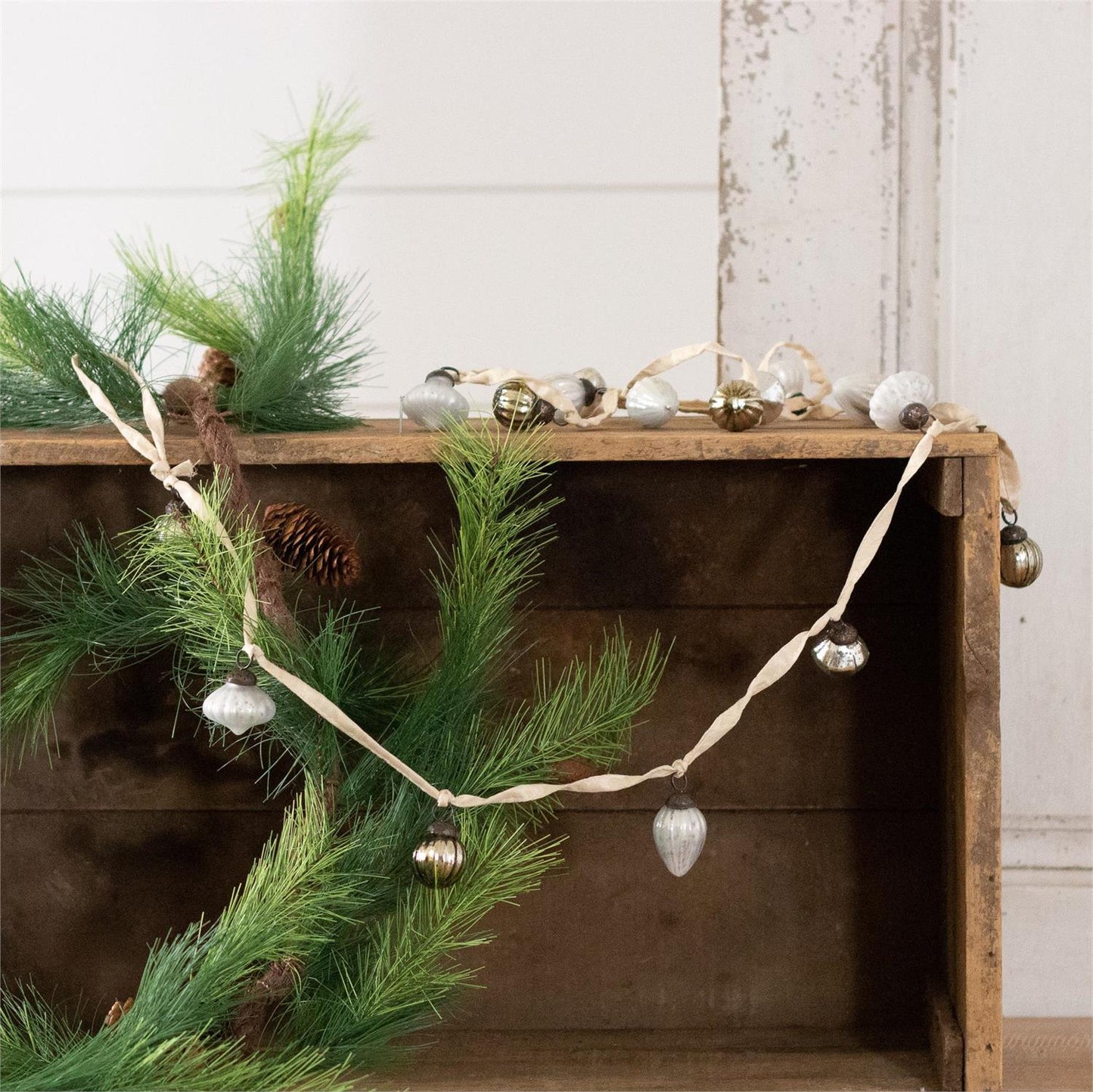 Garland - Mini Silver Mercury Glass Ornaments
