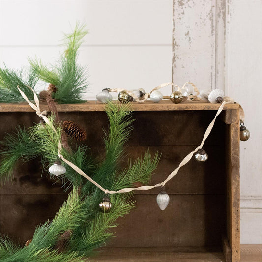 Garland - Mini Silver Mercury Glass Ornaments