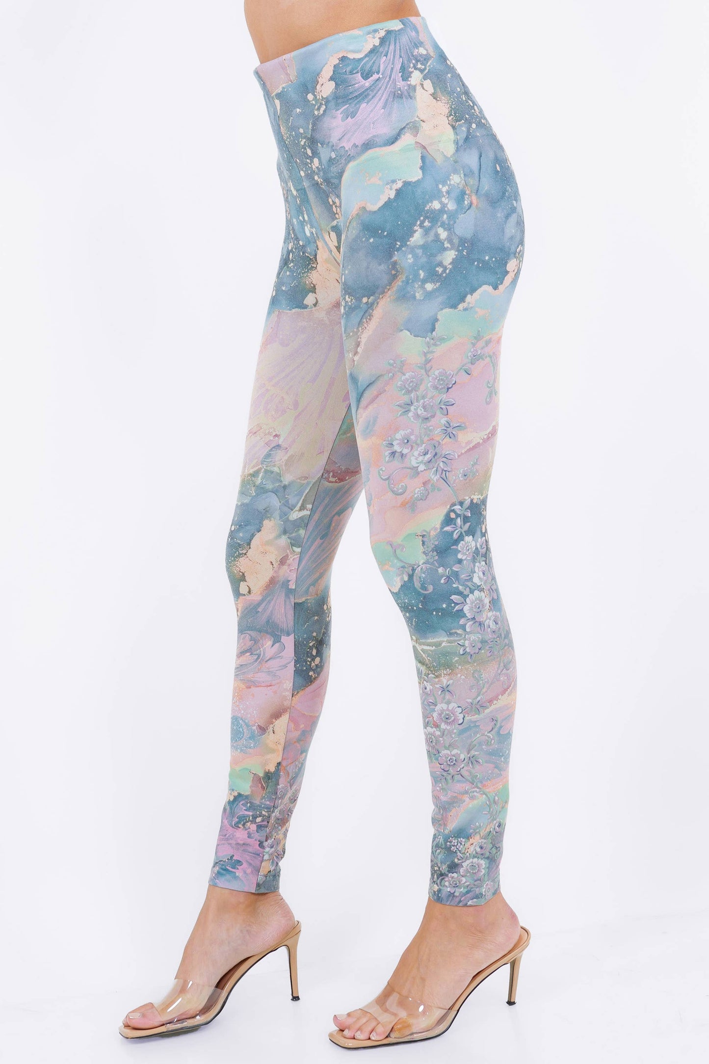 Baroque Marble Legging Print with Floral Runner (HN)