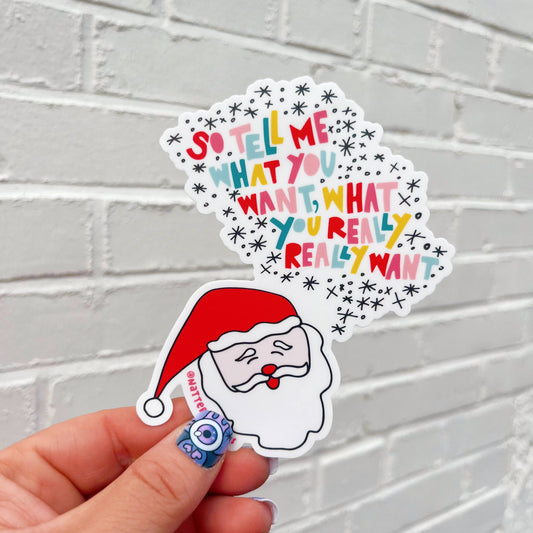 Spice Girls Santa Christmas Sticker So Tell Me What You Want