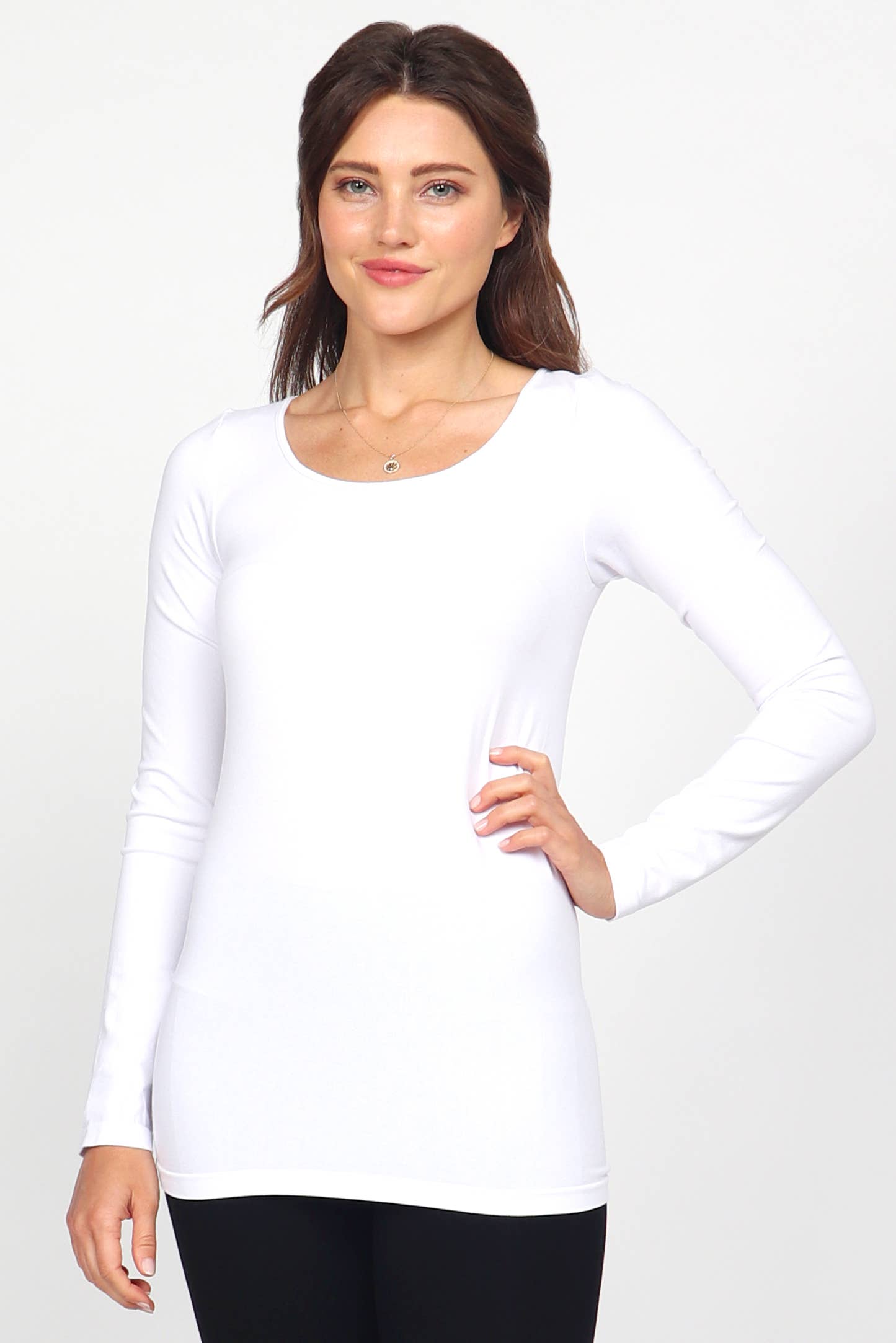 Seamless Long-Sleeve Round Neck Bodycon Top