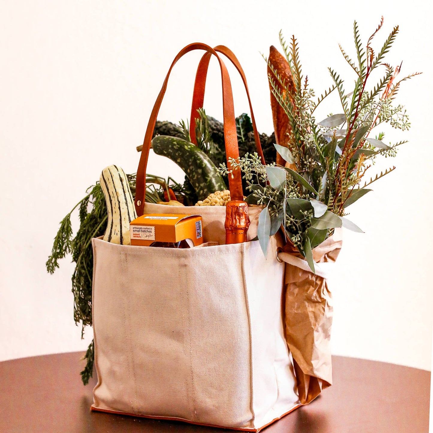 Heavy Canvas Tote Bag | Multi-Pocket Market Tote Bag