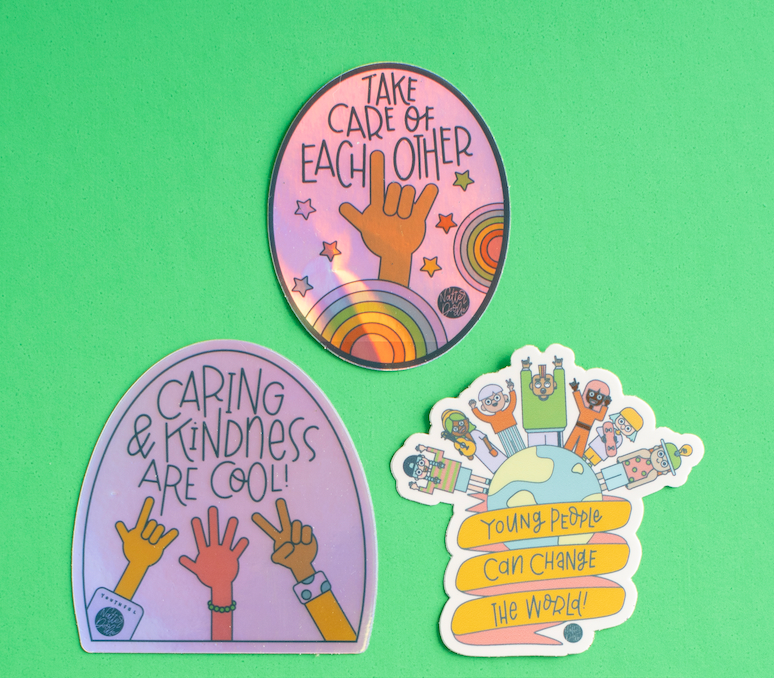 Caring & Kindness Are Cool Vinyl Waterproof Sticker