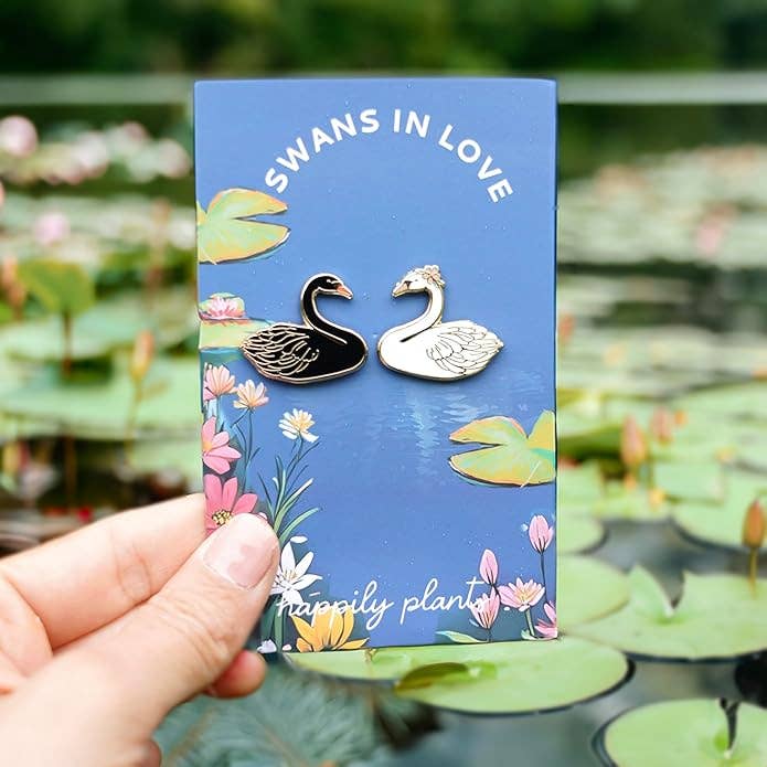 Swans in Love Pin Set  – Romance Gifts, Cute Animal Gifts