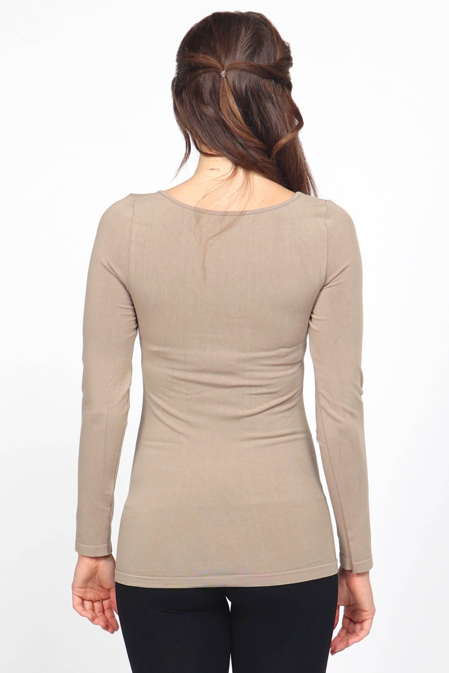 Seamless Long-Sleeve Round Neck Bodycon Top