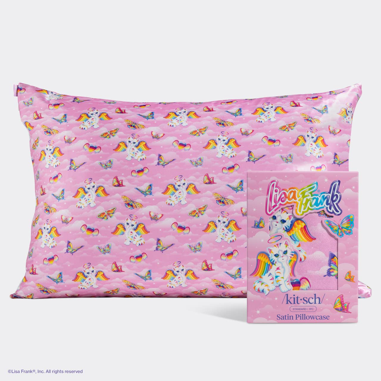 Lisa Frank x Kitsch Standard Satin Pillowcase - Angel Kitty™