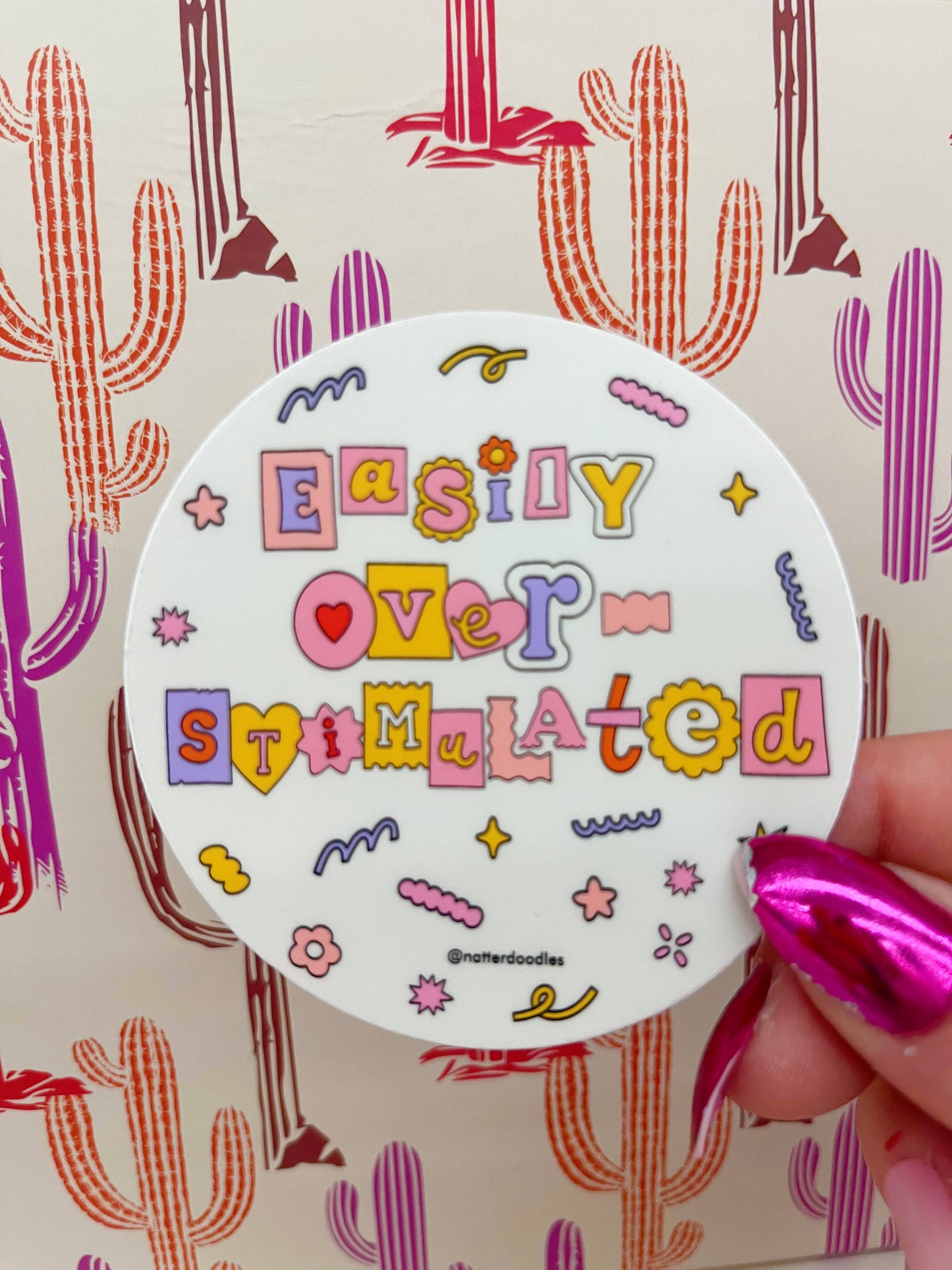 Easily Overstimulated Anxiety Mental Health Funky Sticker