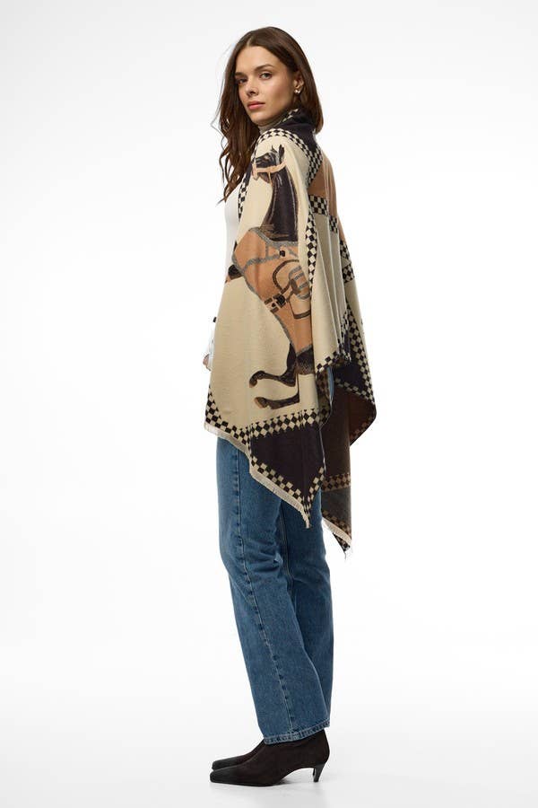 Equestrian Reversible Scarf, Checkered Viscose