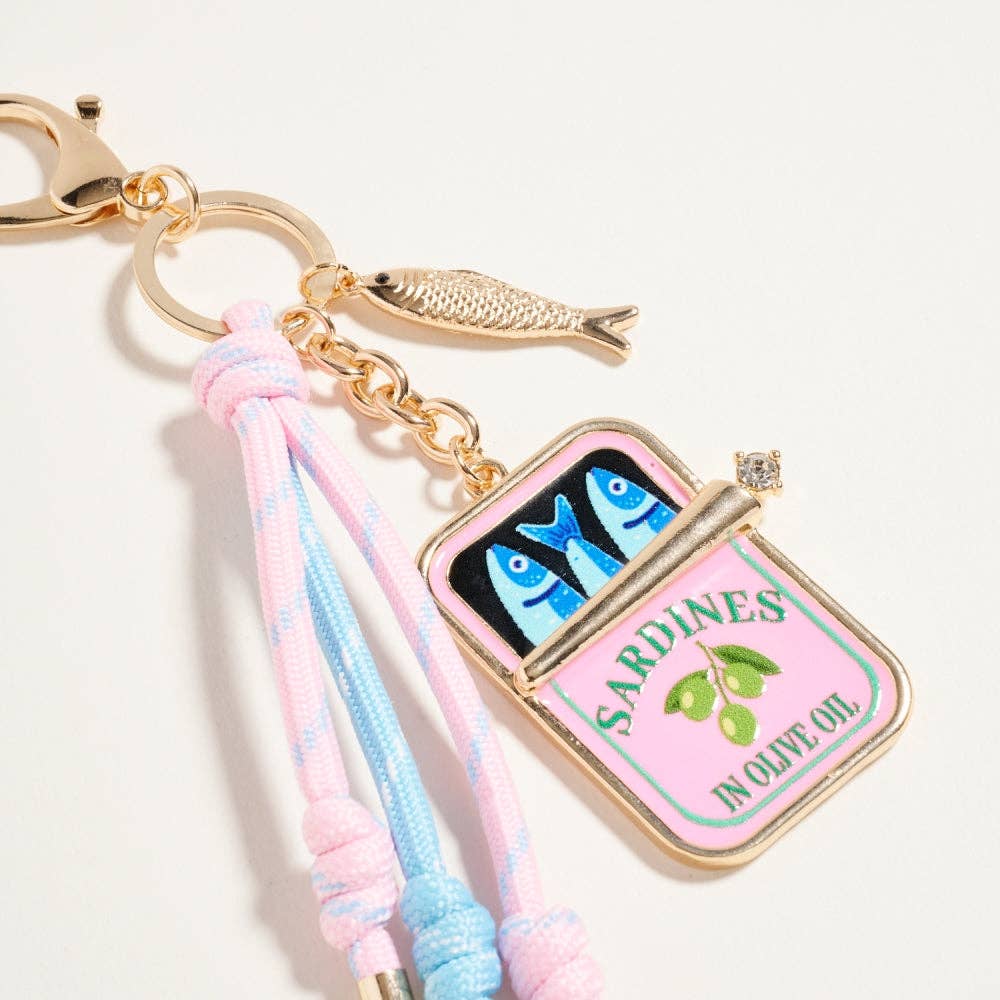 Canned Sardines Fish Cord Keychain Bag Charm
