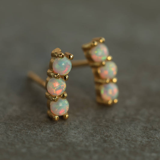 Stacked Opal Stud Earrings