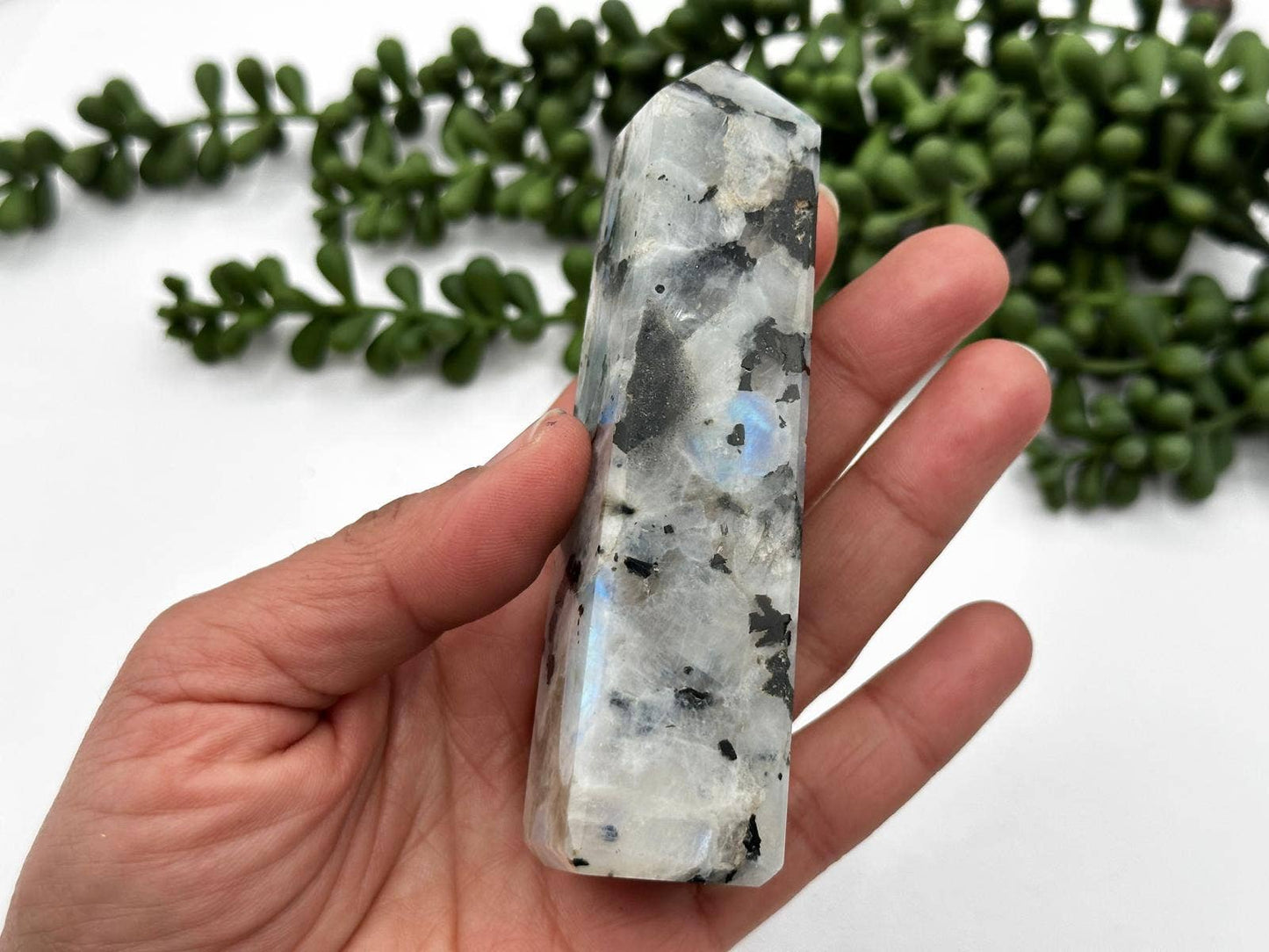 Rainbow Moonstone 4-Sided Obelisk Tower AAA+ 3.75-4" Tall