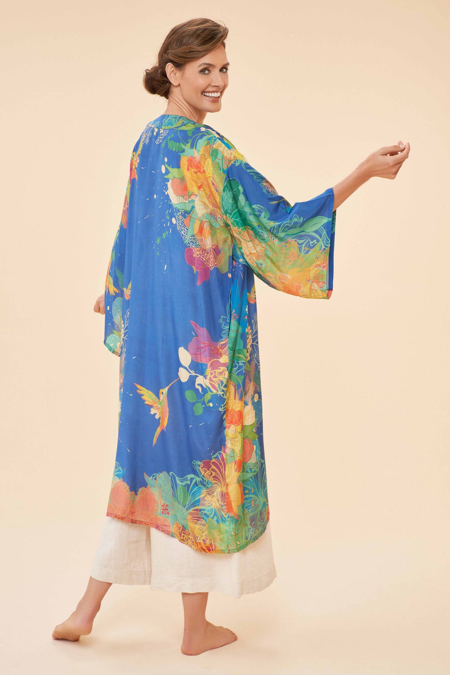 Denim Hummingbird Kimono Gown