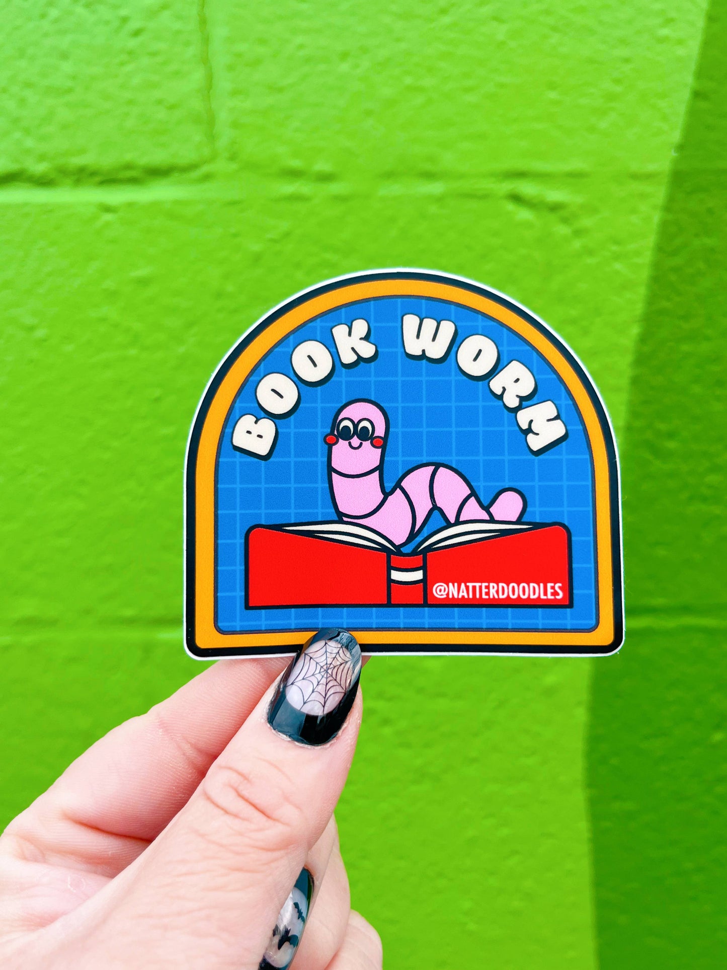 Book Worm Reading Vinyl Waterproof Sticker