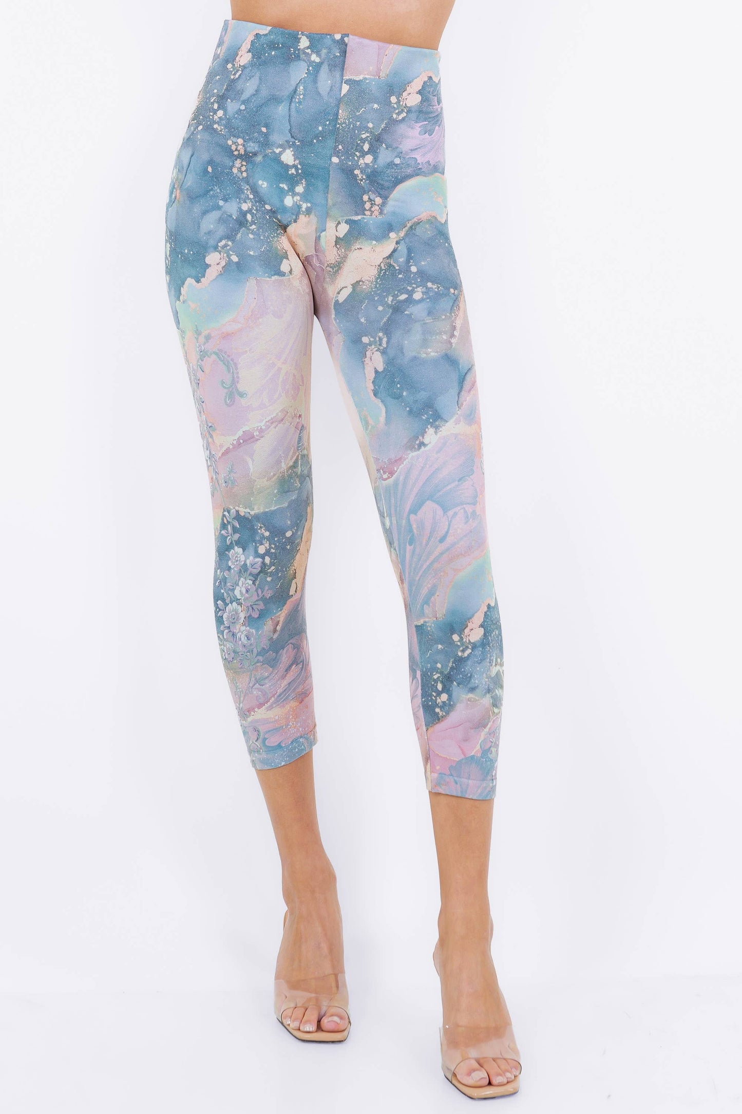 Baroque Marble Legging Print with Floral Runner (HN)