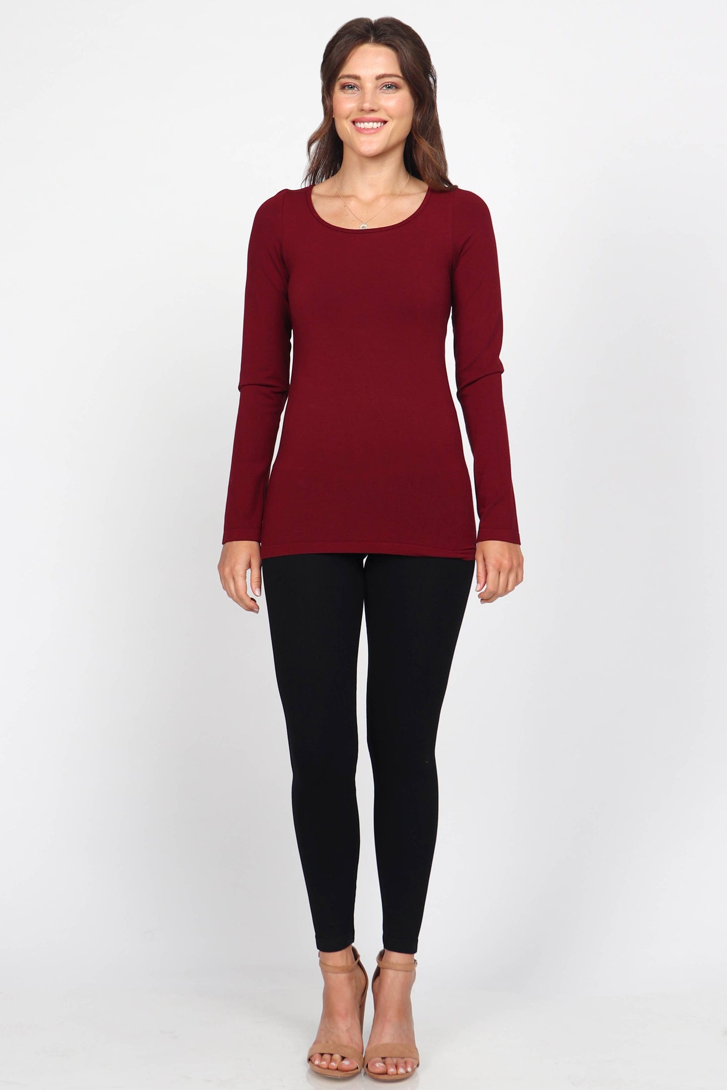 Seamless Long-Sleeve Round Neck Bodycon Top