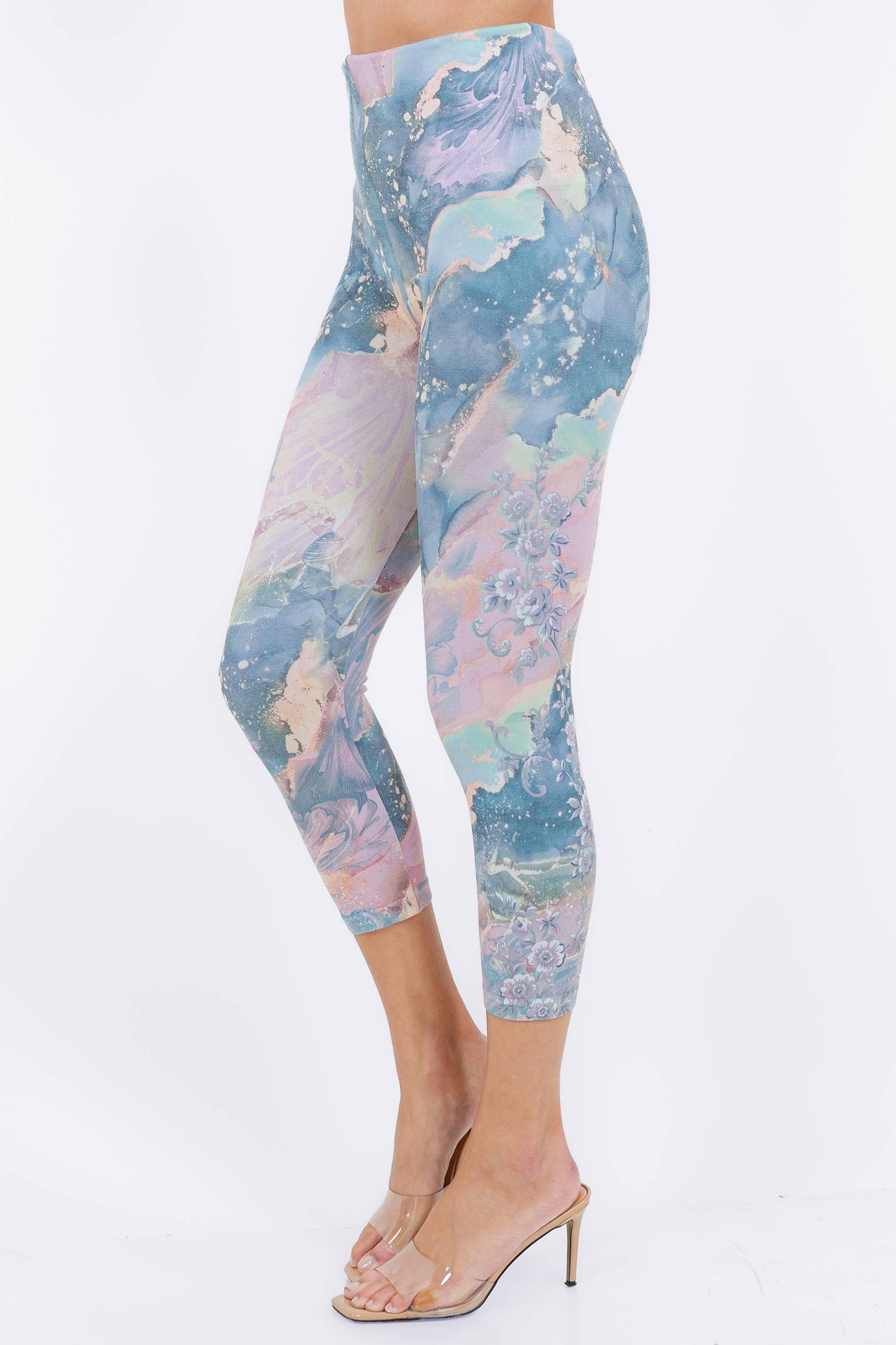 Baroque Marble Legging Print with Floral Runner (HN)