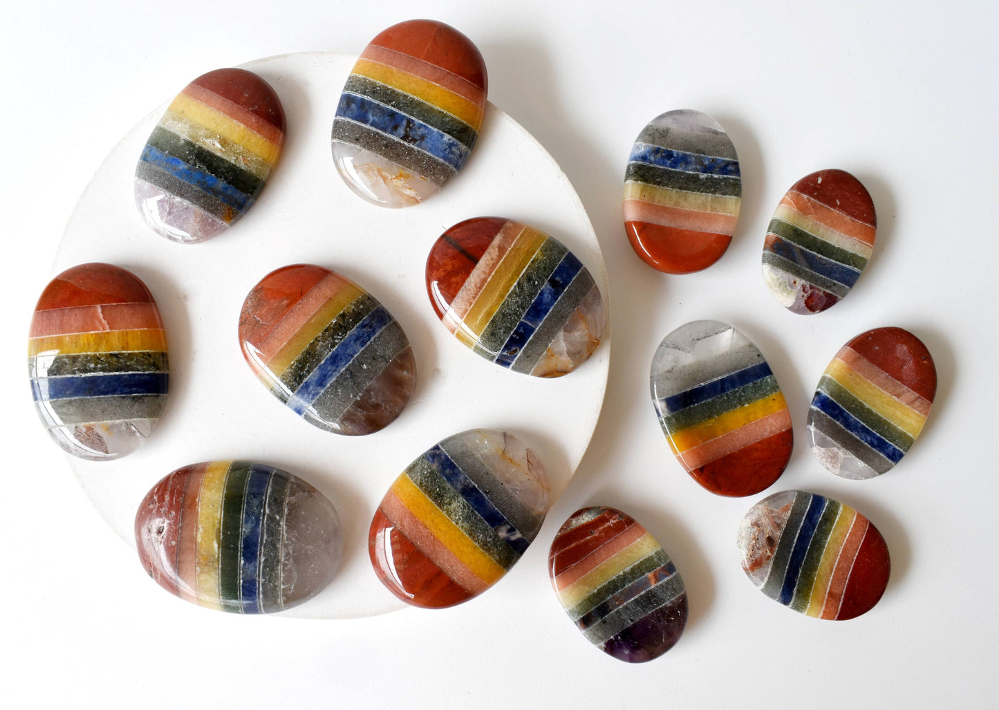 Bonded Chakra Worry Stones, Pocket Crystal, Thumb Stones