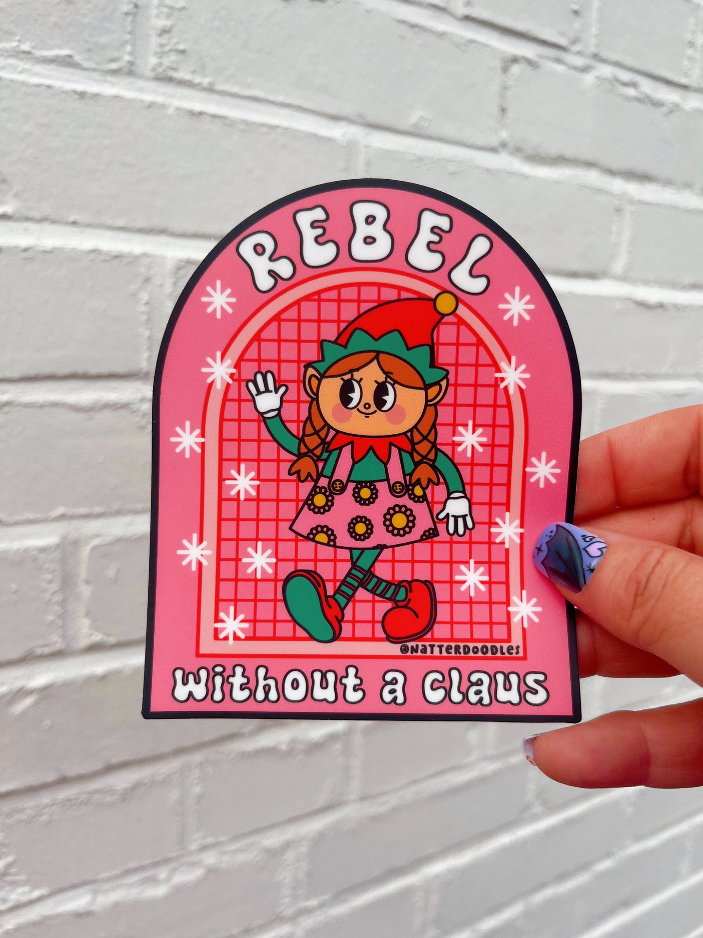 Rebel Without a Claus Santa's Elf Christmas Holiday Sticker