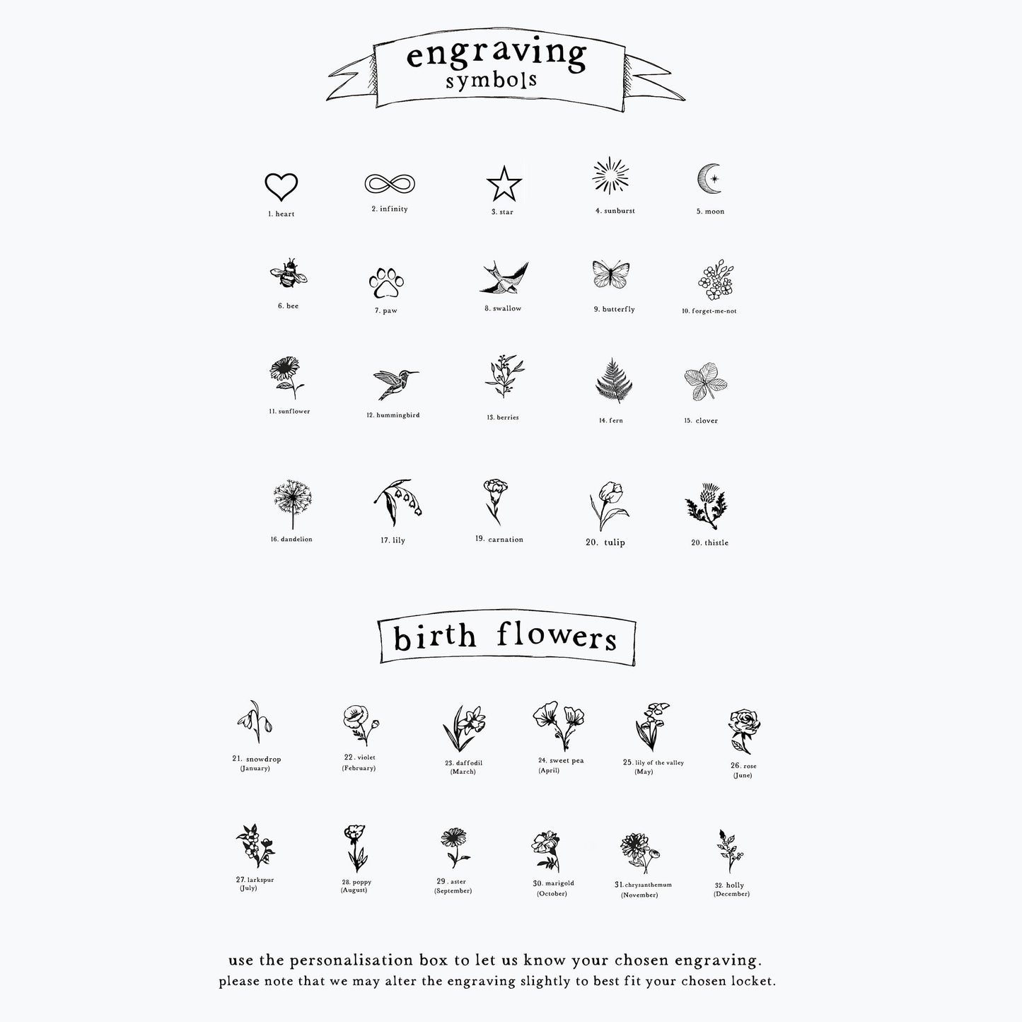 Botanical Round Engraved Locket