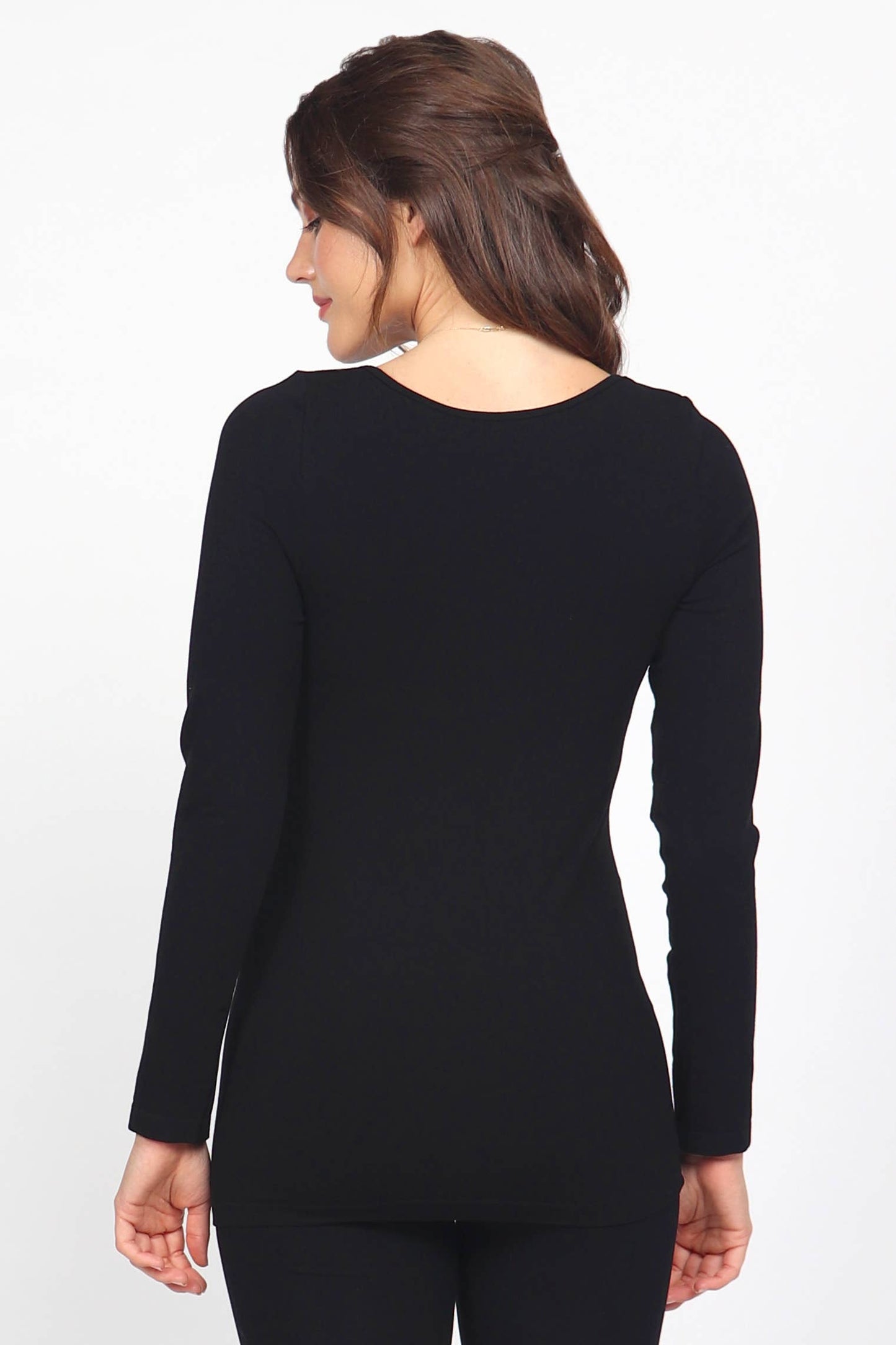 Seamless Long-Sleeve Round Neck Bodycon Top