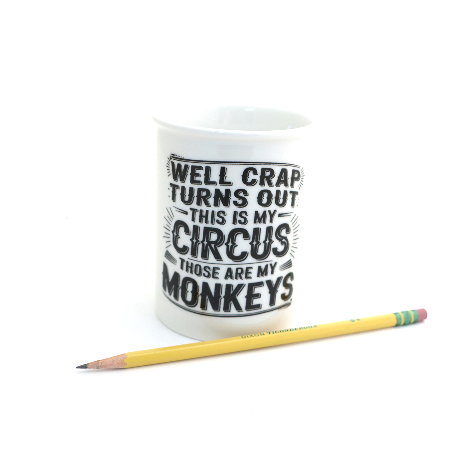 My Circus My Monkeys pencil cup, desk accessory, office gift